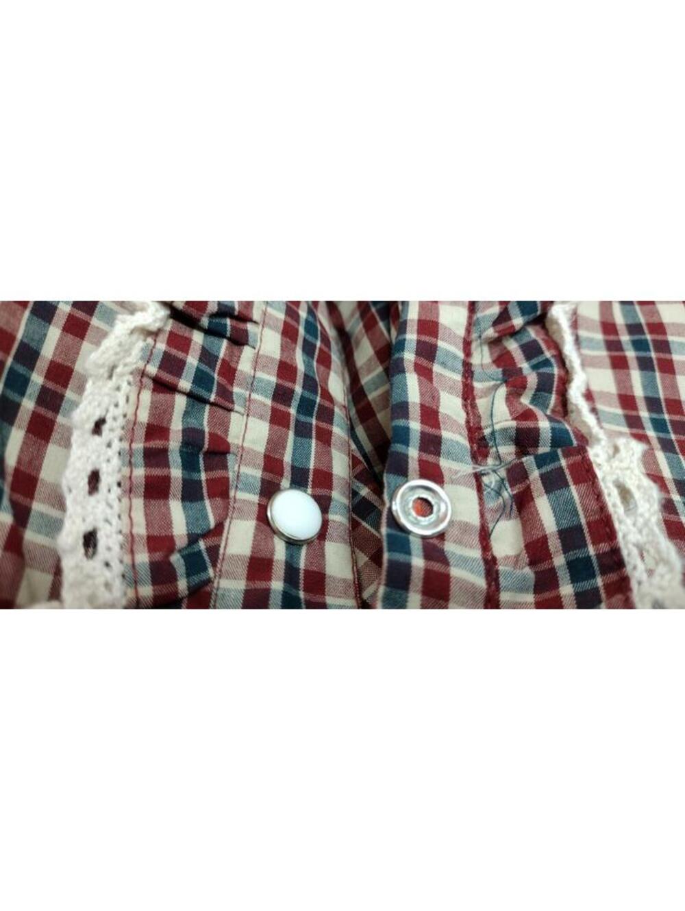 Stranger Things Plaid Long Sleeve Western Ruffed Crochet Historical Costume M/L - Picture 8 of 16